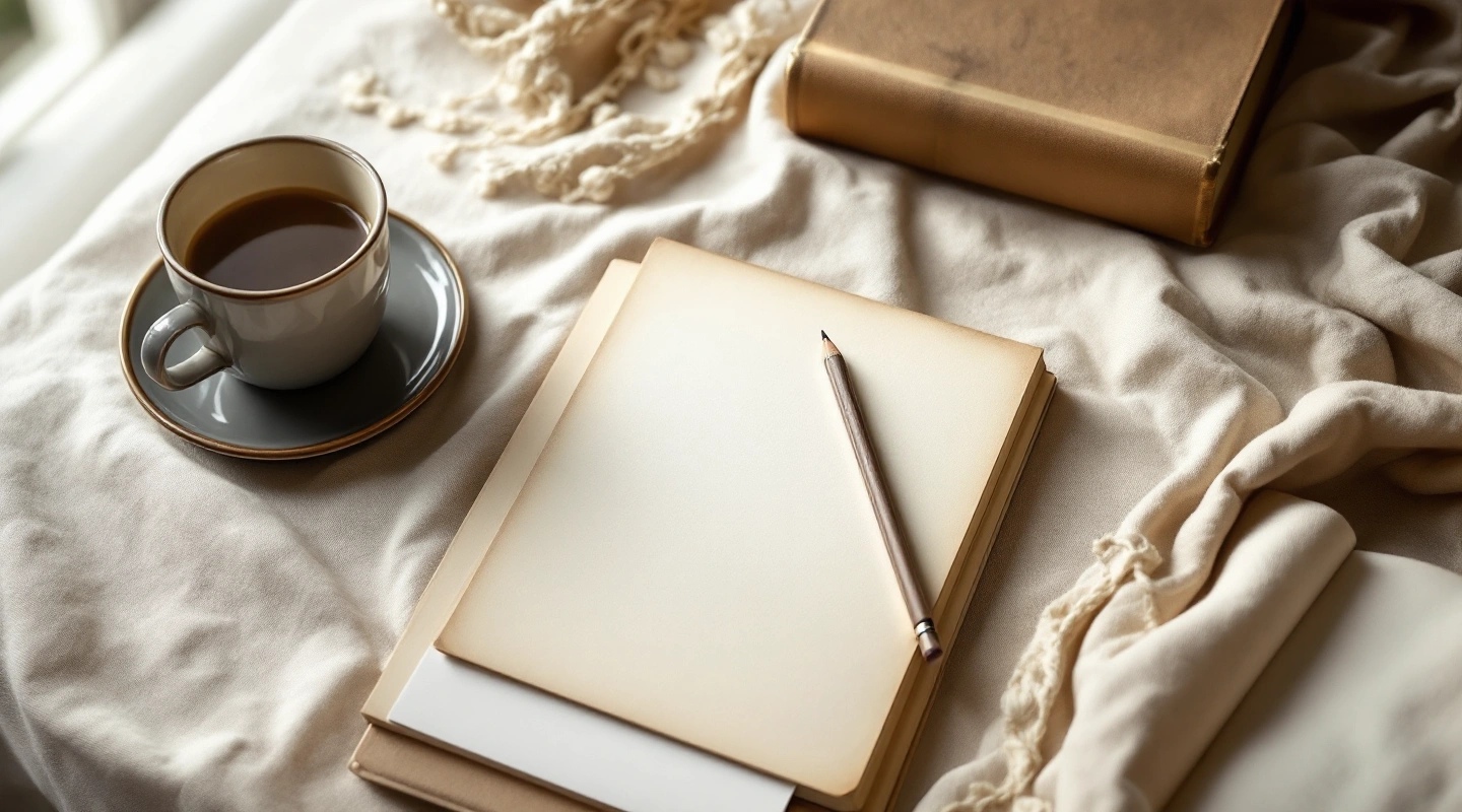 Unbranded books and paper reading materials on a naturally lit table.