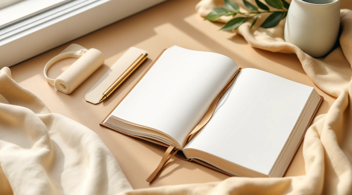 Unbranded books and paper reading materials on a naturally lit table.