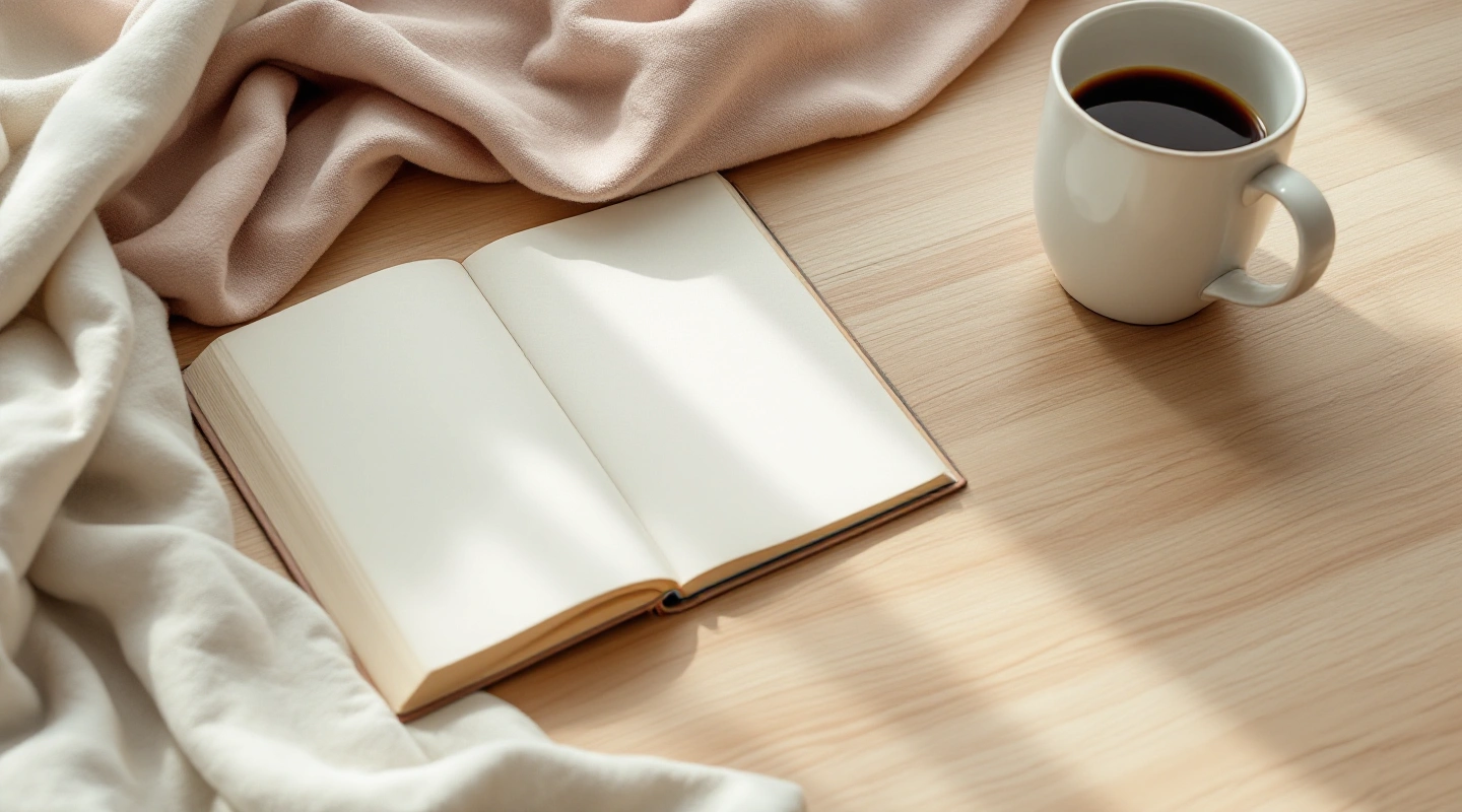 Unbranded books and paper reading materials on a naturally lit table.