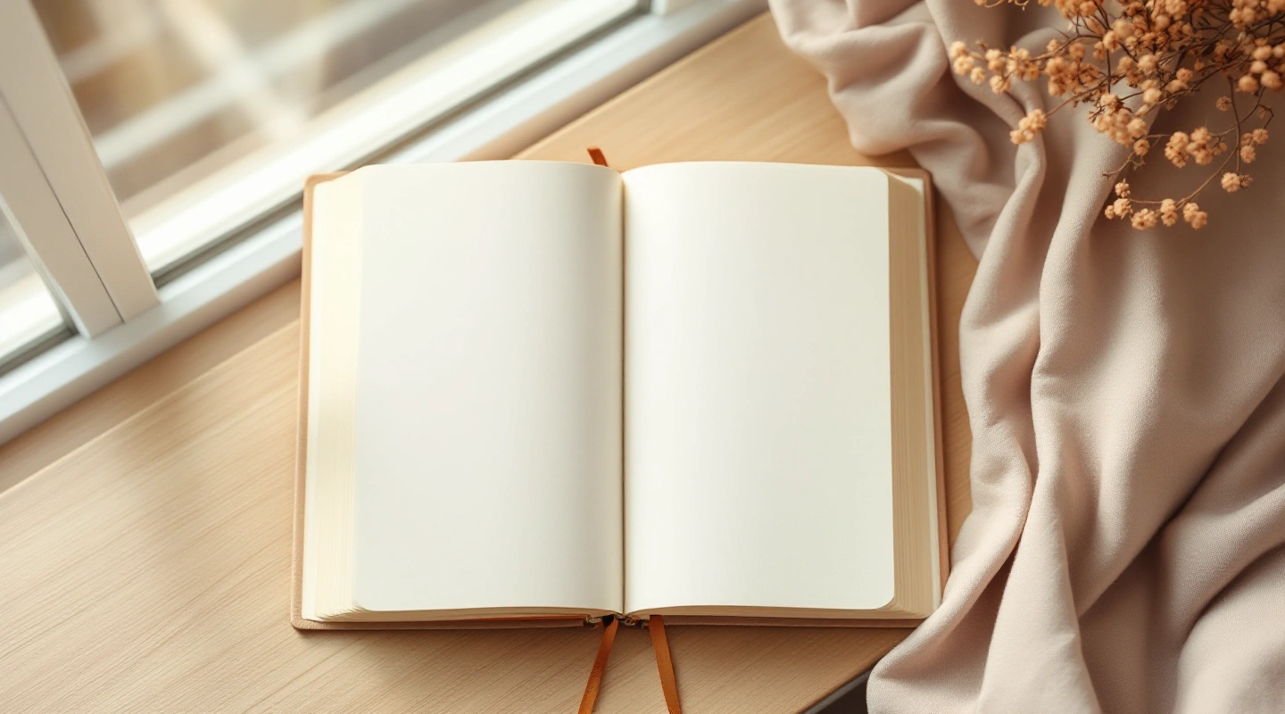 Unbranded books and paper reading materials on a naturally lit table.
