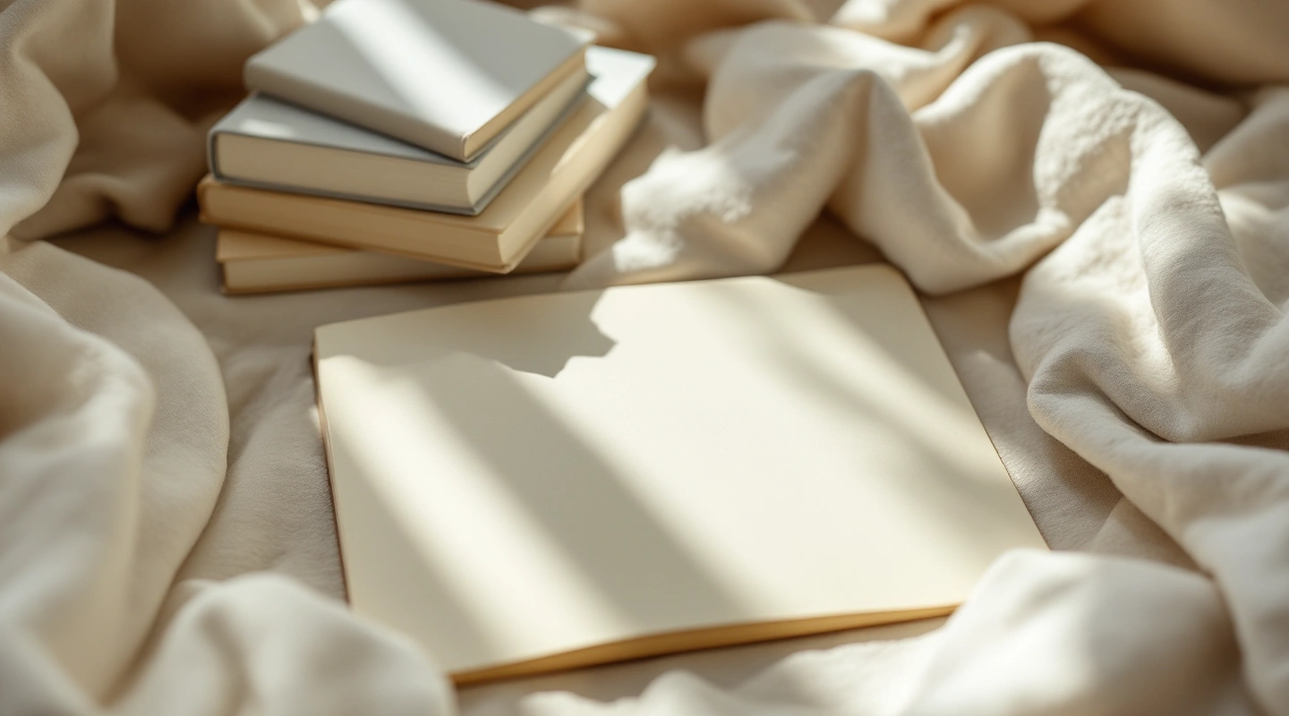 Unbranded books and paper reading materials on a naturally lit table.